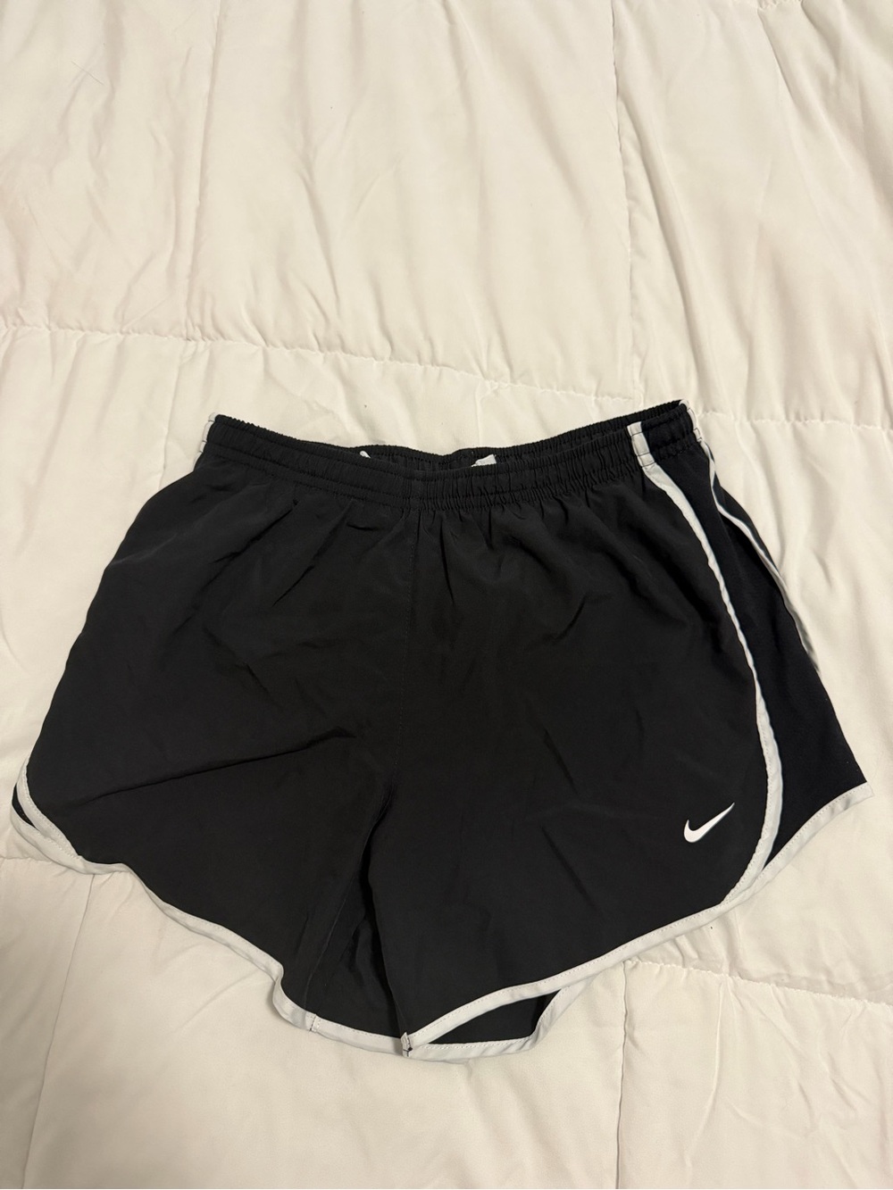 Nike Women's Black Athletic Shorts with White Piping